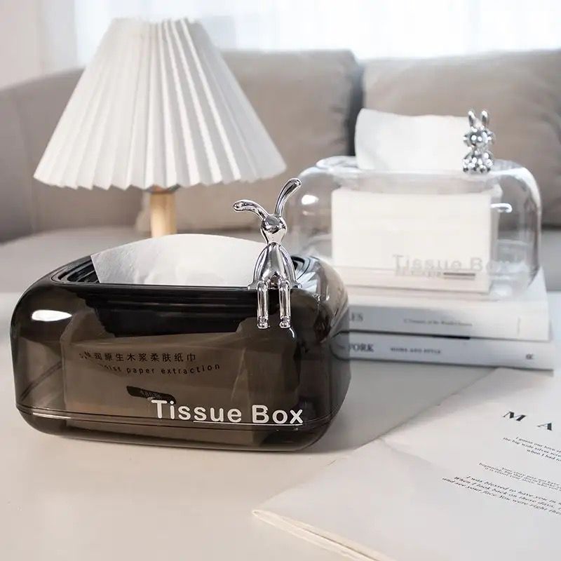 Bunny Sit Tissue Box, Transparent Luxury Tissue Case, Rectangular Self Scarf Box, Sink Off Tissue Paper Organizer Bunny Sit Tissue Box, Transparent Luxury Tissue Case, Rectangular Self Scarf Box, Sink Off Tissue Paper Organizer